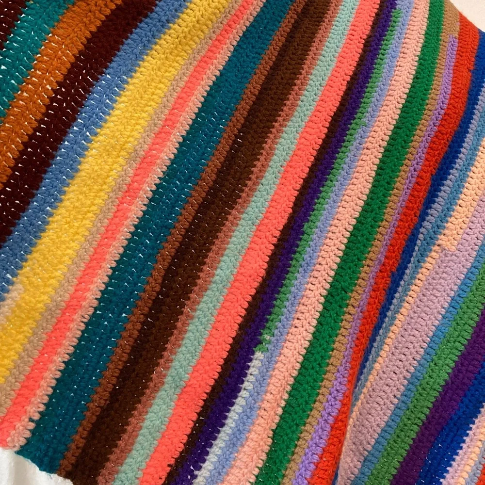 Tree Skirt Blanket Cottagecore Crochet Granny Afghan Multicolor Crochet Crib